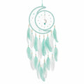 Acchiappasogni decorativo 20 x 60 cm in filo e piume turchese bianco con luna stile boho da appendere