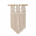 Arazzo da parete 70 x 105 cm in cotone beige con barra in legno stile boho