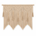 Arazzo da parete macramè 120 x 100 cm in cotone beige con asta in legno stile boho