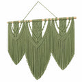Arazzo da parete in macramè 100 x 100 cm cotone verde salvia stile boho
