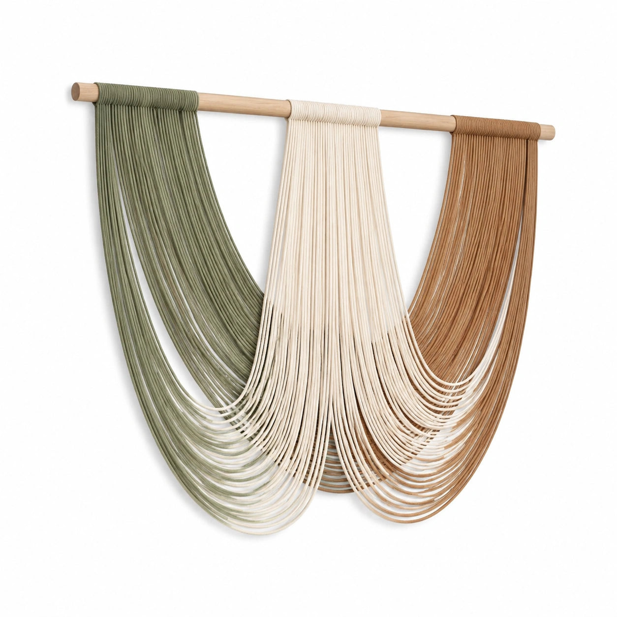 Arazzo da parete in corda di cotone 100 x 110 cm verde crema marrone - decorazione tessile bohémien