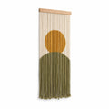 Arazzo da parete 40 x 100 cm in corda di cotone beige ocra verde stile boho decorativo