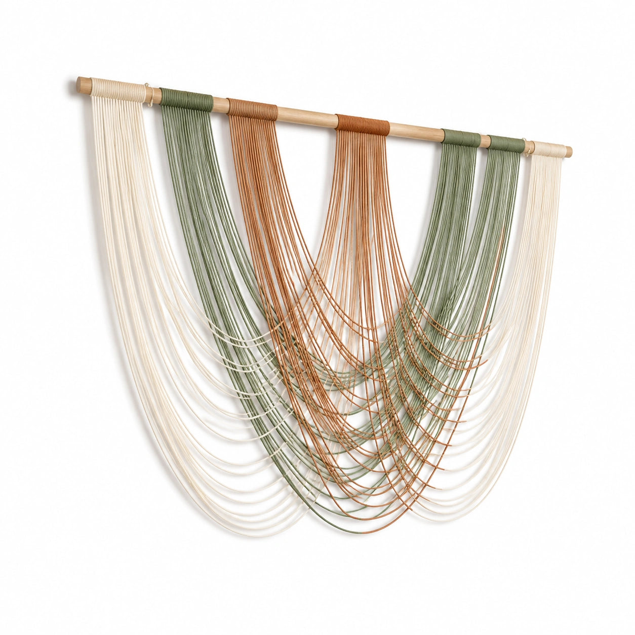 Arazzo da parete in corda di cotone 100 x 120 cm beige verde salvia terracotta - decorazione bohémien sospesa