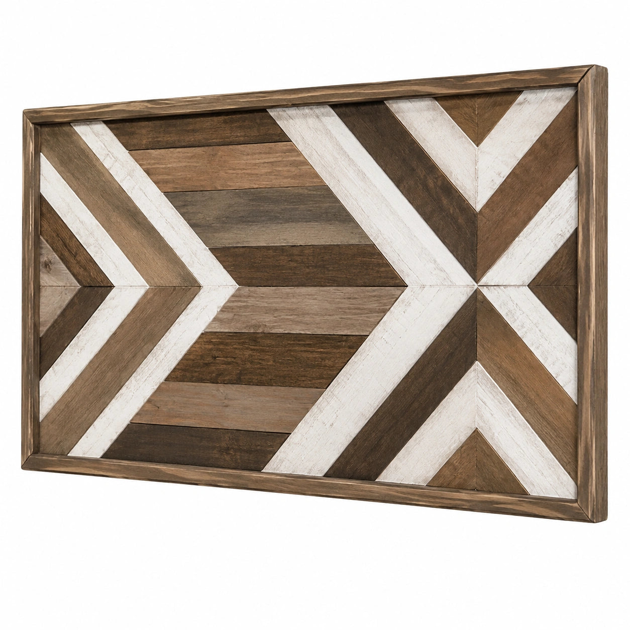 Pannello decorativo da parete 120 x 70 cm in legno marrone/bianco stile geometrico