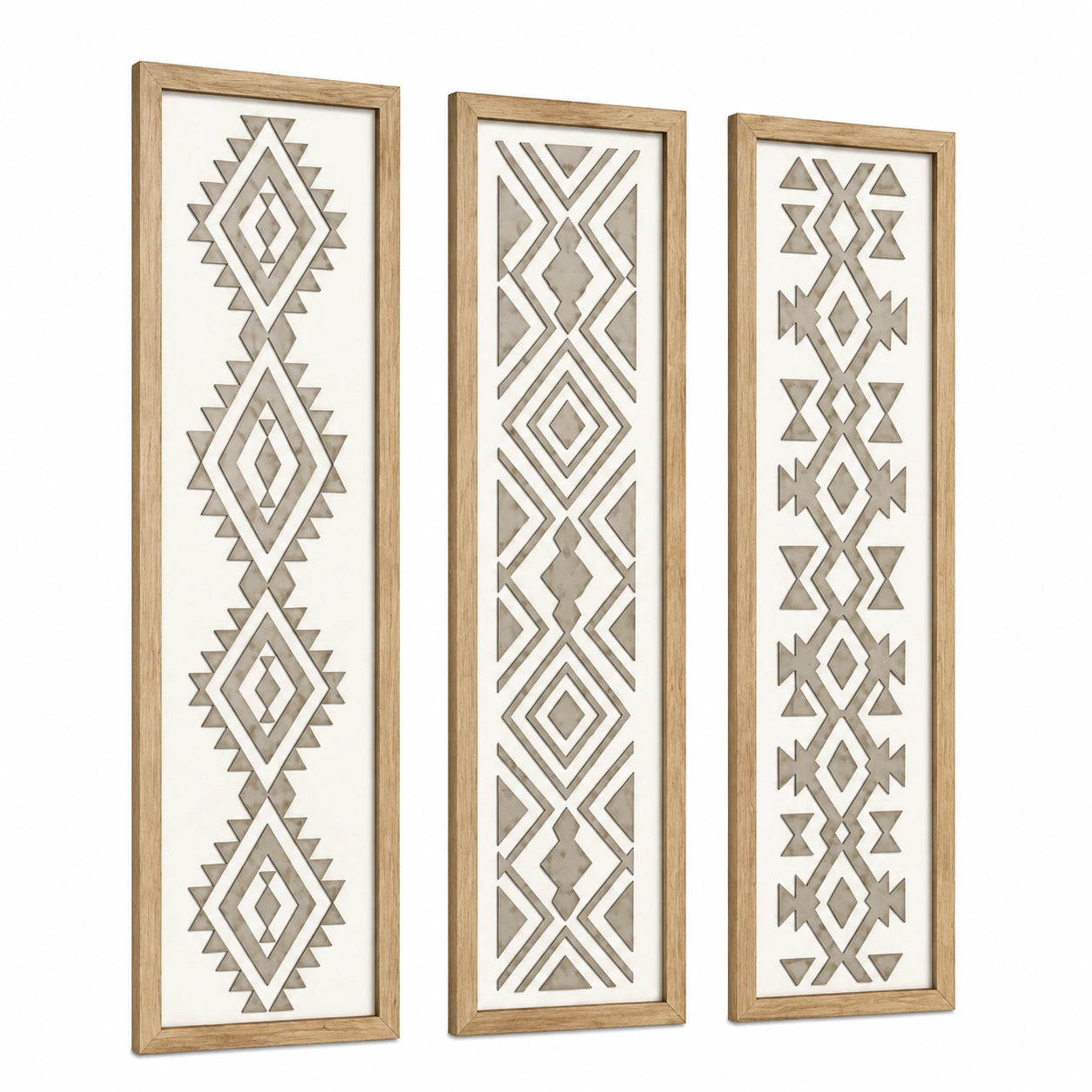 Set di pannelli decorativi da parete 30 x 90 cm in legno beige stile geometrico