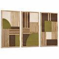 Set di pannelli decorativi da parete 40 x 100 cm in legno marrone verde e beige stile geometrico